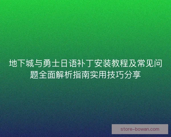 地下城与勇士日语补丁安装教程及常见问题全面解析指南实用技巧分享